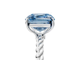 White gold Fancy Blue Asscher  Solitaire Twist Band Ring with Four-Prong Setting_159