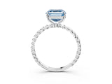 White gold Fancy Blue Asscher  Solitaire Twist Band Ring with Four-Prong Setting_162