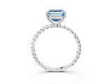 White gold Fancy Blue Asscher  Solitaire Twist Band Ring with Four-Prong Setting_17