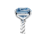 White gold Fancy Blue Asscher  Solitaire Twist Band Ring with Four-Prong Setting_19