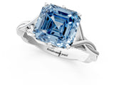 White gold Fancy Blue Asscher  Solitaire Twist Band Six-Prong Setting 2