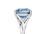 White gold Fancy Blue Asscher  Solitaire Twist Band Six-Prong Setting