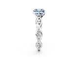 White gold Fancy Blue Asscher  Solitaire Twist Band with Leaf Prong Setting_28