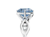 White gold Fancy Blue Asscher  Solitaire Twist Band with Leaf Prong Setting_31