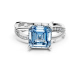 White gold Fancy Blue Asscher  Solitaire Twist Band with Pavé Accents and Four-Prong Setting_20