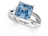 White gold Fancy Blue Asscher  Solitaire Twist Band with Pavé Accents and Four-Prong Setting_21