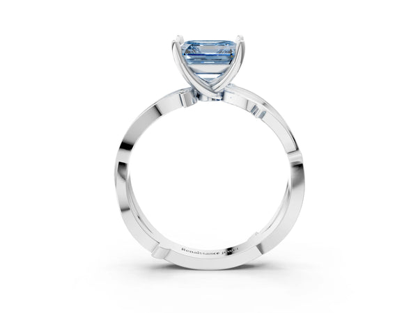Platinum Asscher Cut Crossover Twist Pave Engagement Ring Setting for Fancy Blue Center