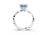 White gold Fancy Blue Asscher  Solitaire Twist Band with Pavé Accents and Four-Prong Setting_23