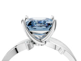 White gold Fancy Blue Asscher  Solitaire Twist Band with Pavé Accents and Four-Prong Setting_24