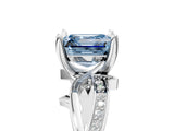 White gold Fancy Blue Asscher  Solitaire Twist Band with Pavé Accents and Four-Prong Setting_25