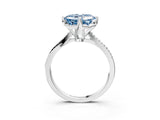 White gold Fancy Blue Asscher  Solitaire Twist Band with Pavé Diamonds and Four-Prong Setting_115