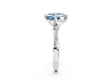 White gold Fancy Blue Asscher  Solitaire Twist Band with Pavé Diamonds and Four-Prong Setting_151