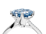 White gold Fancy Blue Asscher  Solitaire Twist Band with Pavé Diamonds and Four-Prong Setting_153