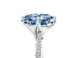 White gold Fancy Blue Asscher  Solitaire Twist Band with Pavé Diamonds and Four-Prong Setting_154