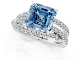 White gold Fancy Blue Asscher  Solitaire Twist Band with Pavé Setting and Four-Prong Setting_1
