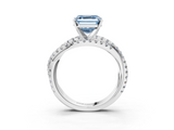 White gold Fancy Blue Asscher  Solitaire Twist Band with Pavé Setting and Four-Prong Setting_3