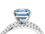 White gold Fancy Blue Asscher  Solitaire Twist Band with Pavé Setting and Four-Prong Setting_4