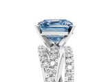 White gold Fancy Blue Asscher  Solitaire Twist Band with Pavé Setting and Four-Prong Setting_5