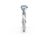 White gold Fancy Blue Asscher  Solitaire Twist Band with Pave Prong Setting_19