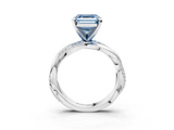 White gold Fancy Blue Asscher  Solitaire Twist Band with Pave Prong Setting_20