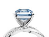 White gold Fancy Blue Asscher  Solitaire Twist Band with Pave Prong Setting_21