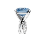 White gold Fancy Blue Asscher  Solitaire Twist Band with Pave Prong Setting_22
