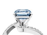 White gold Fancy Blue Asscher  Solitaire Twist Band with Pave Set Diamonds and Four-Prong Setting_4