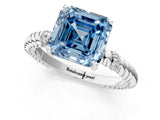 White gold Fancy Blue Asscher  Solitaire Twisted Band Prong Set Engagement Ring_47