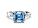 White gold Fancy Blue Asscher  Solitaire Twisted Band Prong Set Engagement Ring_47