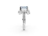 White gold Fancy Blue Asscher  Solitaire Twisted Band Scroll Prong Ring_5