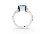 White gold Fancy Blue Asscher  Solitaire Twisted Band Scroll Prong Ring_6