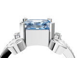 White gold Fancy Blue Asscher  Solitaire Twisted Band Scroll Prong Ring_7