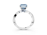 White gold Fancy Blue Asscher  Solitaire Twisted Band with Bead Prong Setting_71