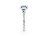 White gold Fancy Blue Asscher  Solitaire Twisted Band with Bead Prong Setting_72