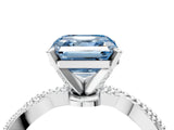 White gold Fancy Blue Asscher  Solitaire Twisted Band with Bead Prong Setting_72
