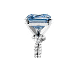 White gold Fancy Blue Asscher  Solitaire Twisted Band with Bead Prong Setting_74