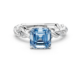 White gold Fancy Blue Asscher  Solitaire Twisted Band with Pavé Accents and Four-Prong Setting_20