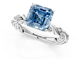 White gold Fancy Blue Asscher  Solitaire Twisted Band with Pavé Accents and Four-Prong Setting_21