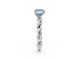 White gold Fancy Blue Asscher  Solitaire Twisted Band with Pavé Accents and Four-Prong Setting_22