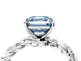 White gold Fancy Blue Asscher  Solitaire Twisted Band with Pavé Accents and Four-Prong Setting_24