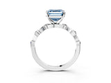 White gold Fancy Blue Asscher  Solitaire Twisted Band with Prong Setting 3