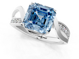 White gold Fancy Blue Asscher  Solitaire Twisted Band with Prong Setting_21