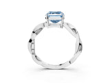 White gold Fancy Blue Asscher  Solitaire Twisted Pave Diamond Ring with Four-Prong Setting_15