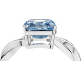 White gold Fancy Blue Asscher  Solitaire Twisted Pave Diamond Ring with Four-Prong Setting_16