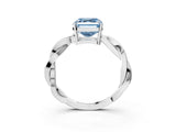 White gold Fancy Blue Asscher  Solitaire Twisted Pave Diamond Ring with Four-Prong Setting_161