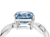 White gold Fancy Blue Asscher  Solitaire Twisted Pave Diamond Ring with Four-Prong Setting_162