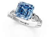 White gold Fancy Blue Asscher  Solitaire Vine Band with Milgrain Prong Setting_4