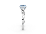 White gold Fancy Blue Asscher  Solitaire Vine Band with Milgrain Prong Setting_5