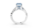 White gold Fancy Blue Asscher  Solitaire Vine Band with Milgrain Prong Setting_6