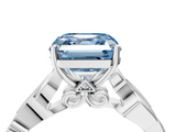 White gold Fancy Blue Asscher  Solitaire Vine Band with Milgrain Prong Setting_7